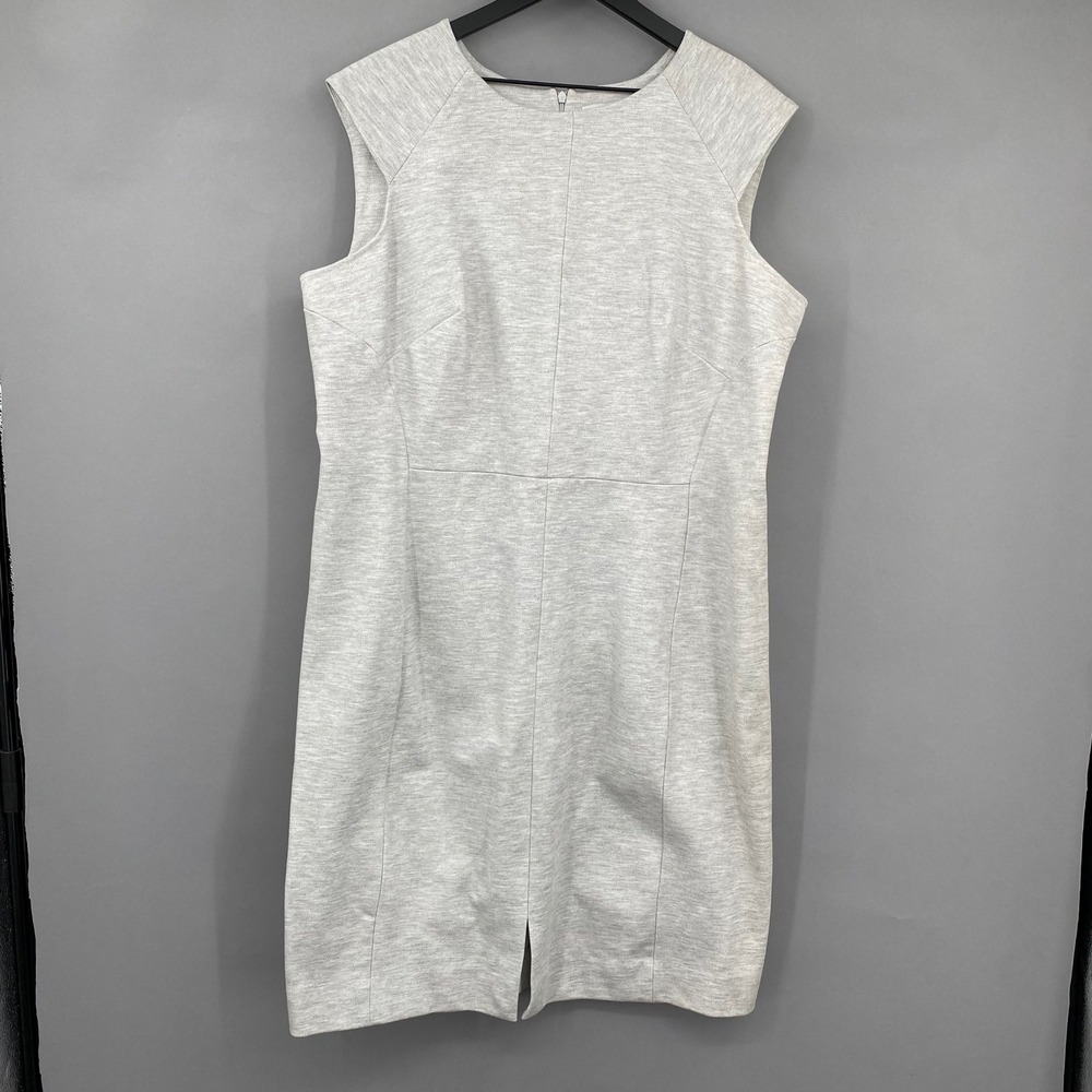 MM LaFleur New York Gray Sleeveless Sheath‎ Dress Knee Length Split Hem +2 Plus